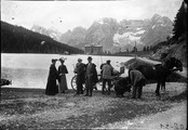 1905 08 07 Italie Dolomites départ de l'albergo Misurina le lac et le Sarapis 2764 m