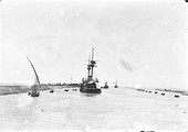 1898 07 09 Égypte le Pélayo et l'escadre de l'amiral Carrera retraversant le canal de Suez après un faux départ vers les Philippines